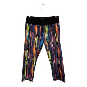 Betsey Johnson Multicolor Paint Splatter Print Capri Leggings Medium